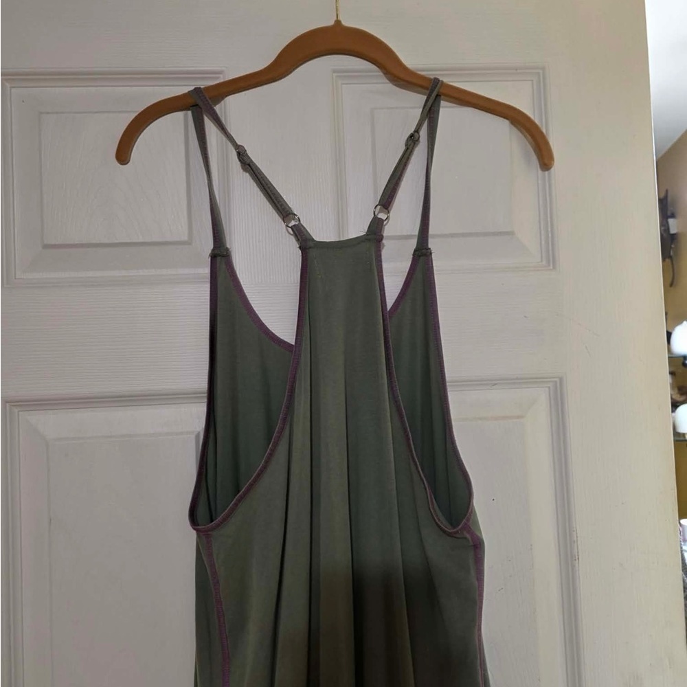 Olive Green natural life  Romper with Contrast Trim - Picture 9 of 11